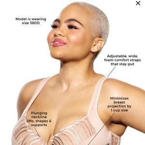 FELINA ANGIE FRONT CLOSE MINIMIZER BRA 38DD BLACK